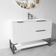 3D-2W 1200x450x850mm White Floor Standing Plywood Vanity with Stainless Black Frame Leg And Shelf